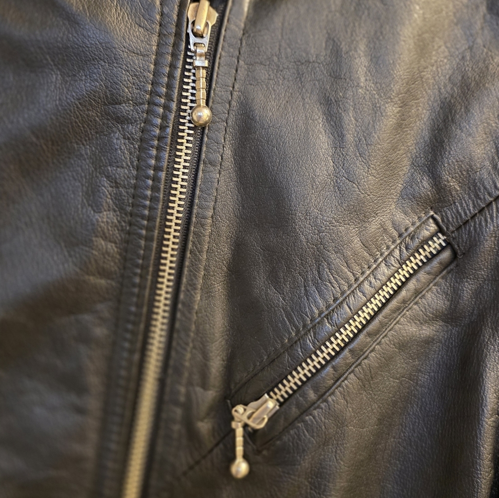Vintage Korea Long Black Leather Trench Coat Bikers Belted Zippers Punk Medium - Picture 10 of 14
